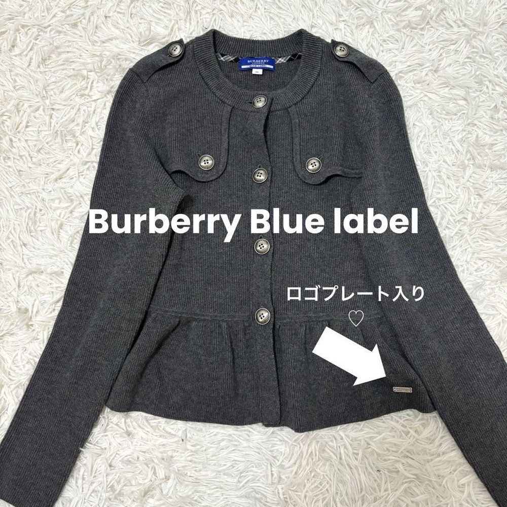 Burberry Blue Label Knit Cardigan Silver Button Wool Blend Size 38