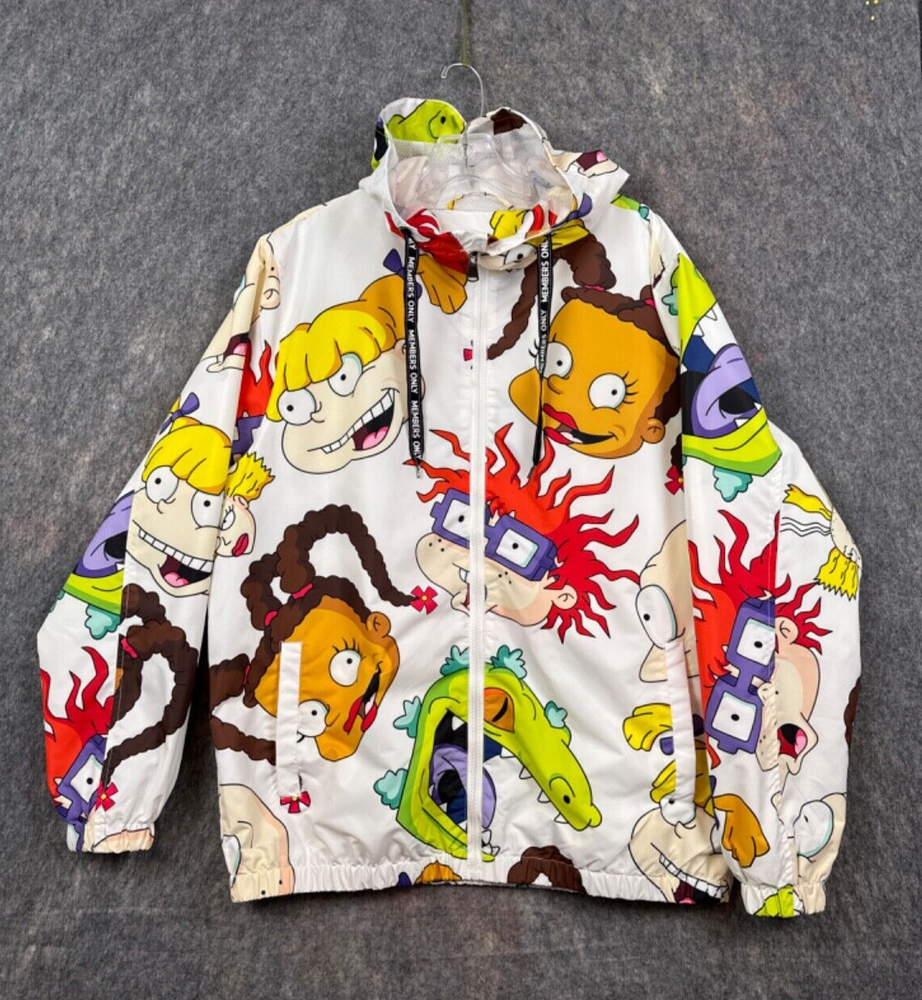 Members Only Nickelodeon Rug Rats Jacket Mens L Y2K Punk Pop Art Graffiti Rapper-image