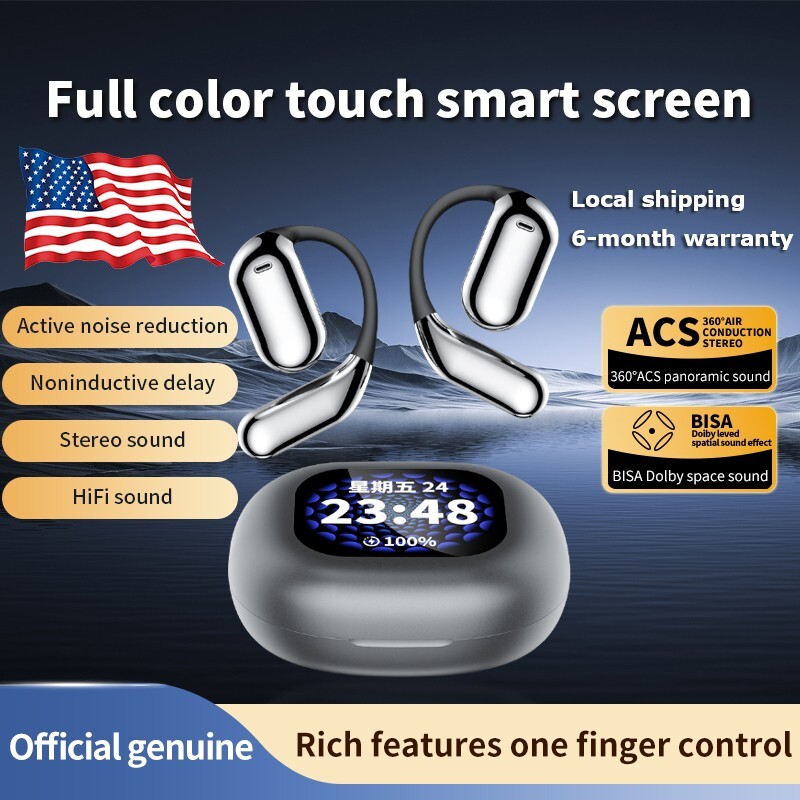 Over The Ear Earbuds Wireless Earphones, True Wireless Open Ear Headphones