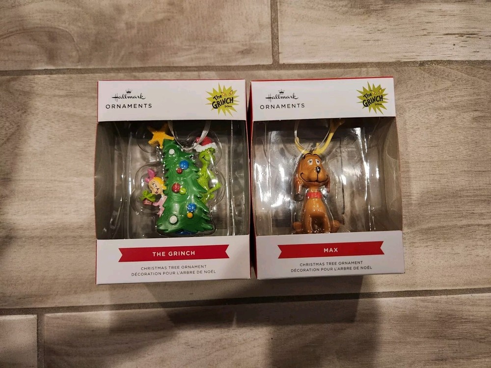 Hallmark Dr Seuss Grinch Stole Christmas Ornaments Set with Grinch Cindy Lou and Max