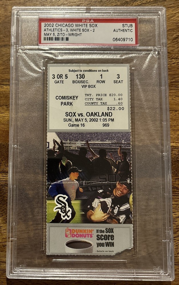 2002 Chicago White Sox v. Athletics PSA Ticket May 5- David Justice Home Run