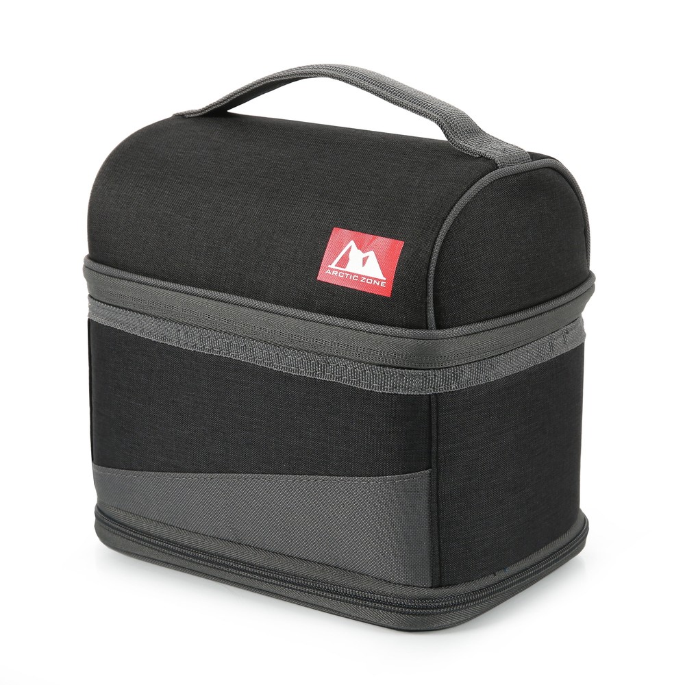 Expandable Insulated Lunch Box with Ice Pack - Black/Gray - Free Shipping