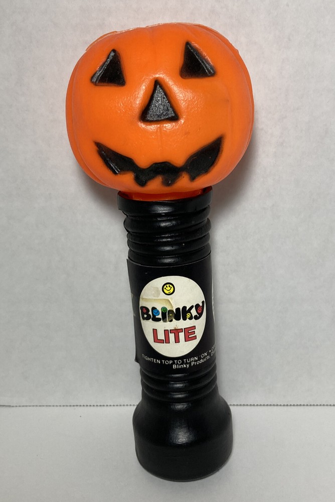 Vtg Halloween Blow Mold Blinky Lite Flashing Light Jack o Lantern Pumpkin