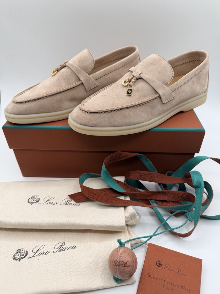 Loro Piana Summer Charm Walk Women’s EU 38 Sandstone Loafer Shoes