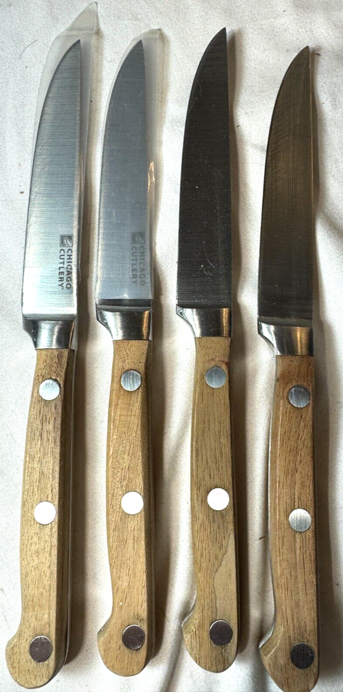 4 Chicago Cutlery Stainless Steel Wood Steak Knives with Free Shipping