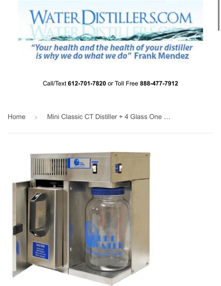 Pure Water Mini Classic CT Steam Distiller Stainless Steel Purifier