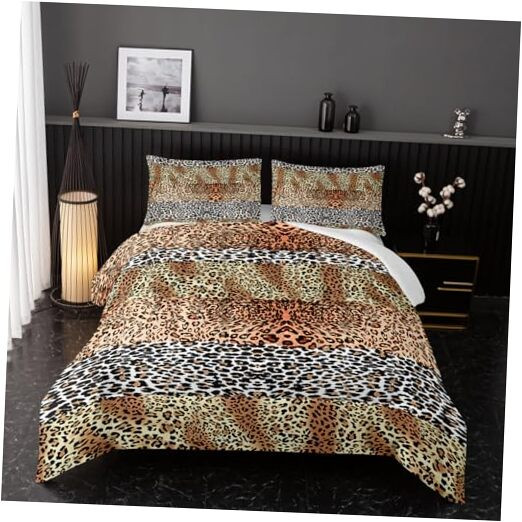 Comforter Set Size，Brown Animal Print Comforter Set Cheetah Queen Leopard Print