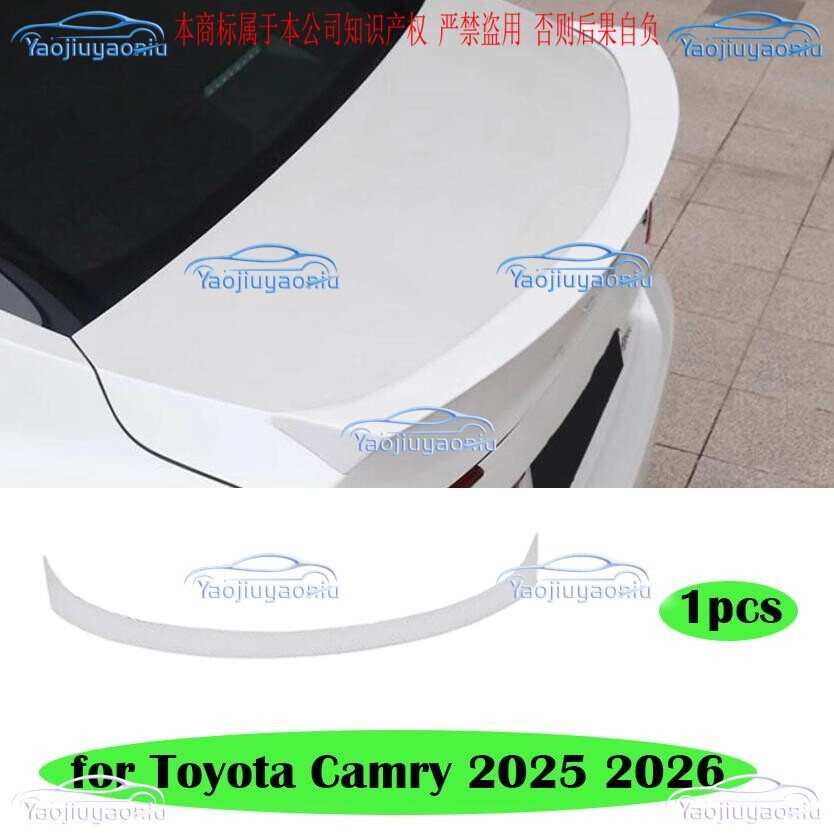 white ABS Rear Trunk Spoiler Splitter Wing Lip for Toyota Camry 2025 2026