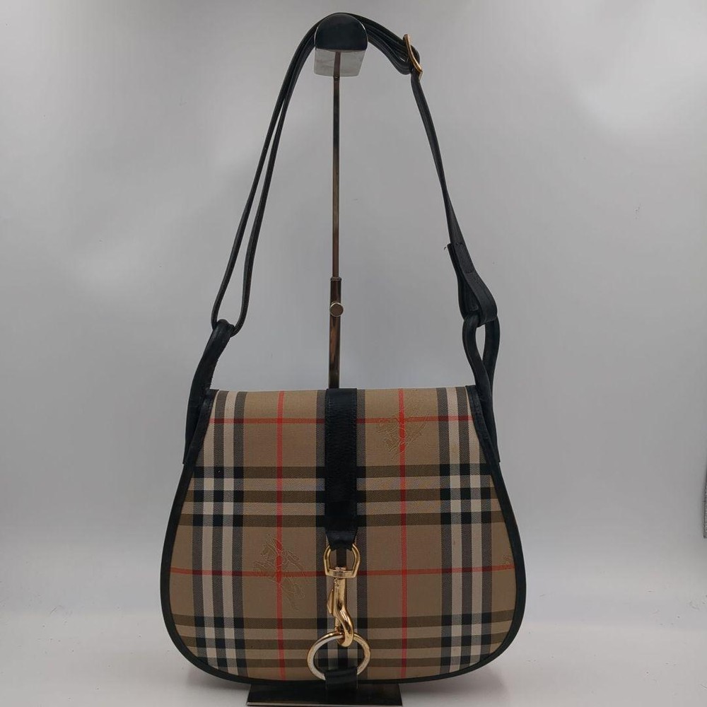 Burberry Shoulder Bag Nova Check Canvas Beige Authentic F1113630