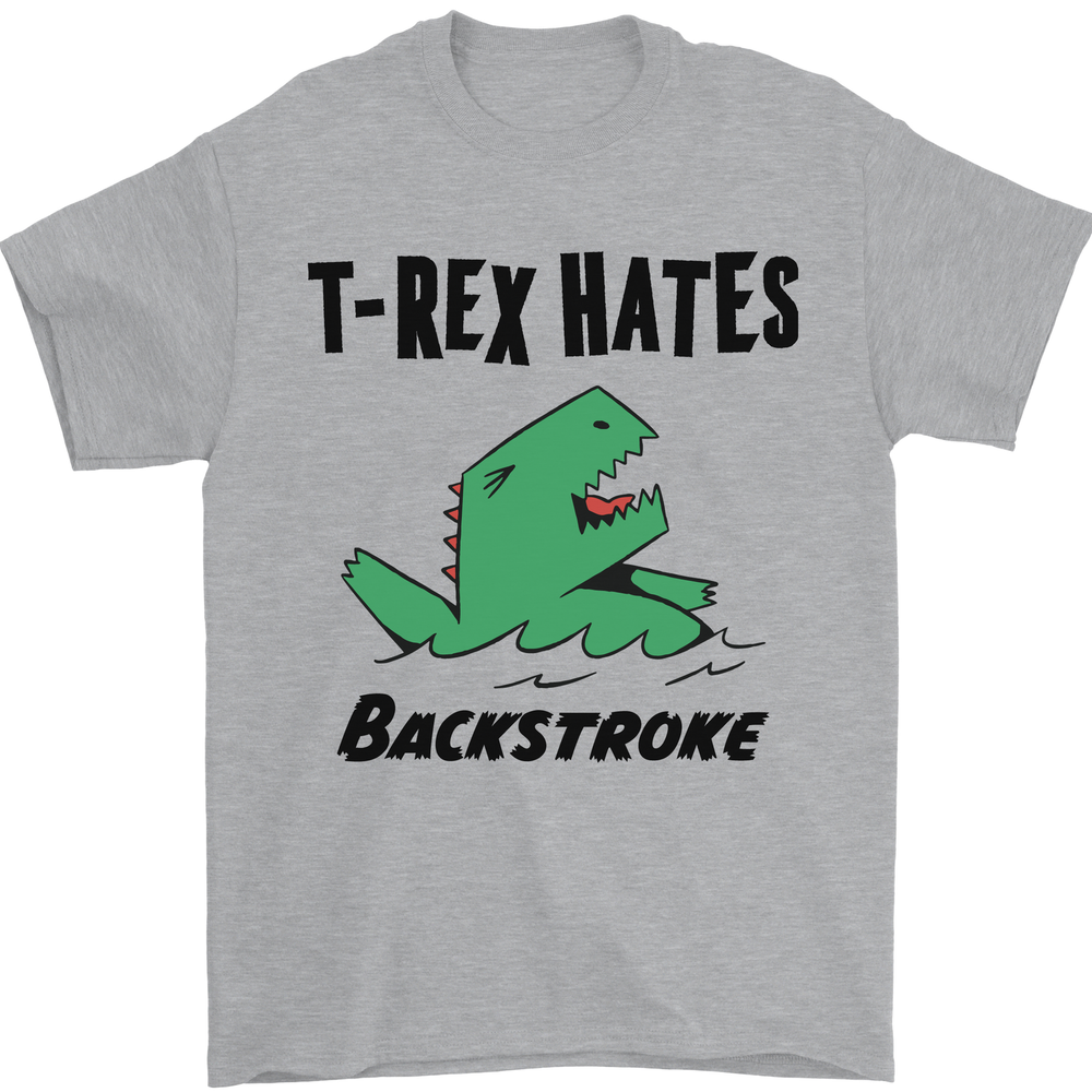 T-Rex Hates Backstroke Funny Swimming Swim Mens T-Shirt 100% Cotton