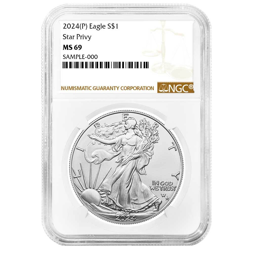2024 (P) $1 1-oz American Silver Eagle Star Privy NGC MS69 Brown Label