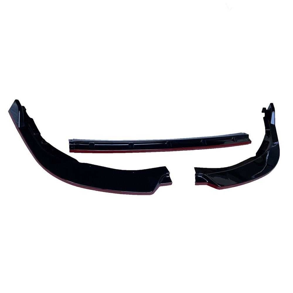 Fits 21-22 Toyota Camry SE XSE LE XLE Front Bumper Lip Spoiler Black W/Red 3PCS