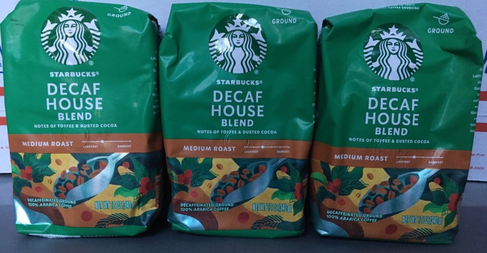 Starbucks Decaf House Blend Ground Coffee 3 Packages Medium Roast