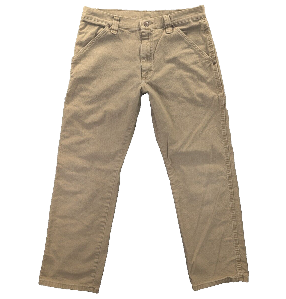 Wrangler Carpenter Pants 32x30 Men's Beige Straight Light Stretch Cotton Canvas