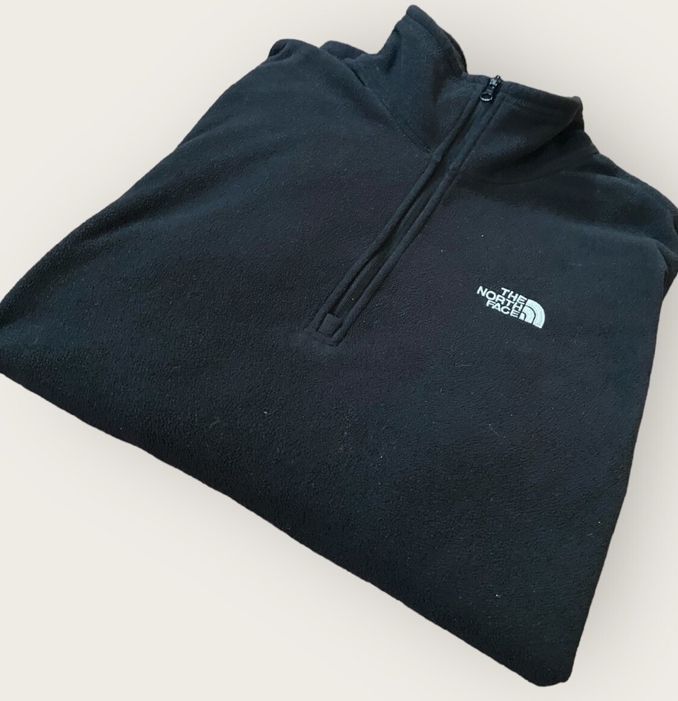The North Face Men's Large Black 1/4 Zip Fleece Pullover for Hiking & Outdoor Adventures