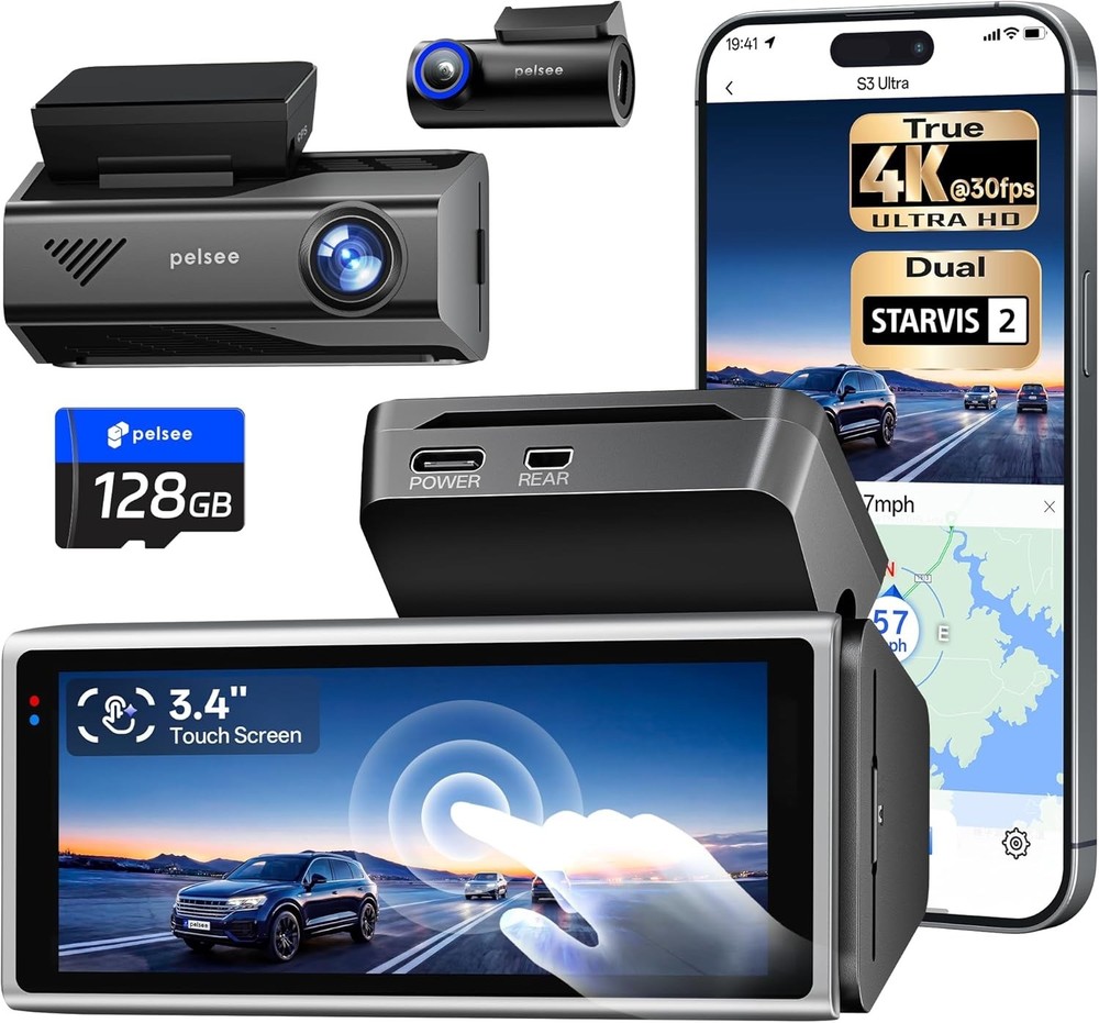 True 4K + 2.5K Dash Cam IMX678 + IMX675 Dual Starvis 2 Starlit Night Vision, GPS