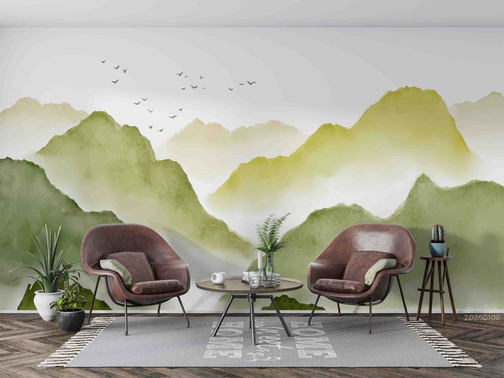 3D Landscape Watercolor Wall Murals Wallpaper Murals Wall Sticker