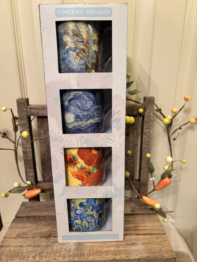 🩵NIB Van Gogh Stacking Mug Collection