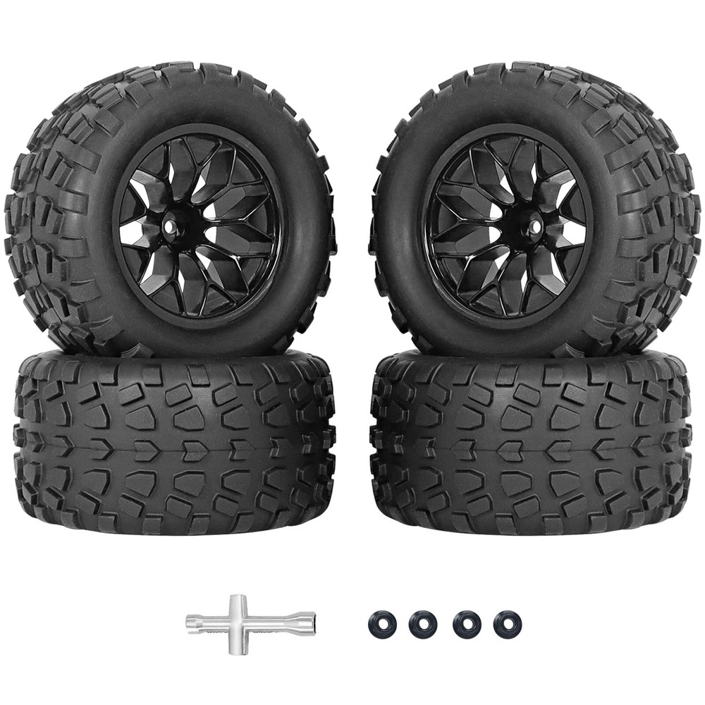 12mm Hex RC Tires and Wheels 1/10 Scale RC Truck Buggy Tires PreGlued RC Tire...