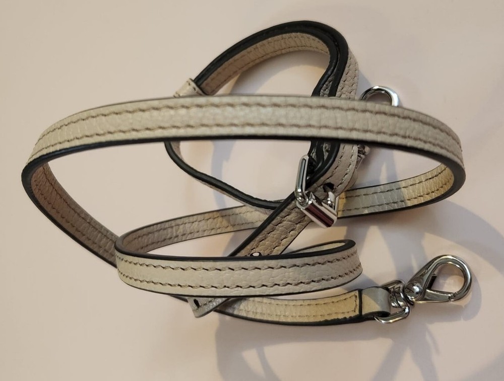 Henri Bendel Nude Thin Detachable Adjustable Leather Crossbody Strap Steel Logo