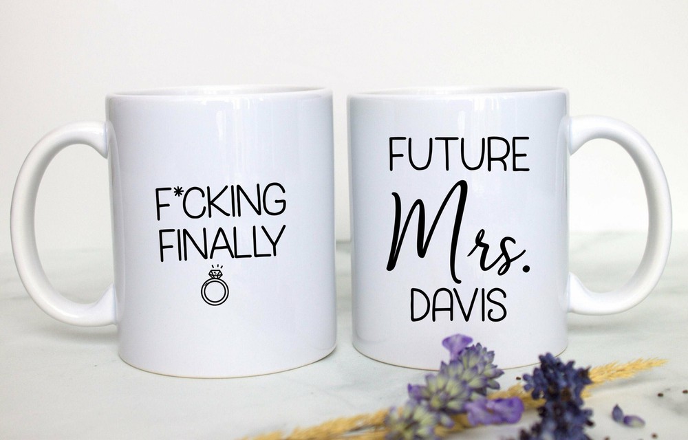Finally #2 Funny Engagement Mug Personalized Engagement Gift Newly