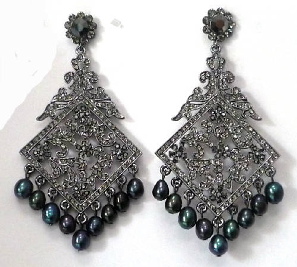 Butler and Wilson Square Filigree Pearl Drop Earrings SALE RRP £58