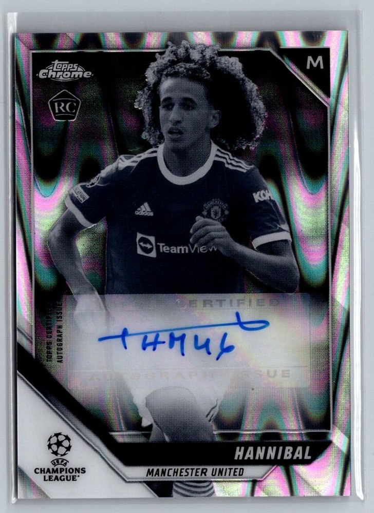 HANNIBAL MEJBRI 2022 Topps UCL Auto Autograph Raywave Manchester United RC Card