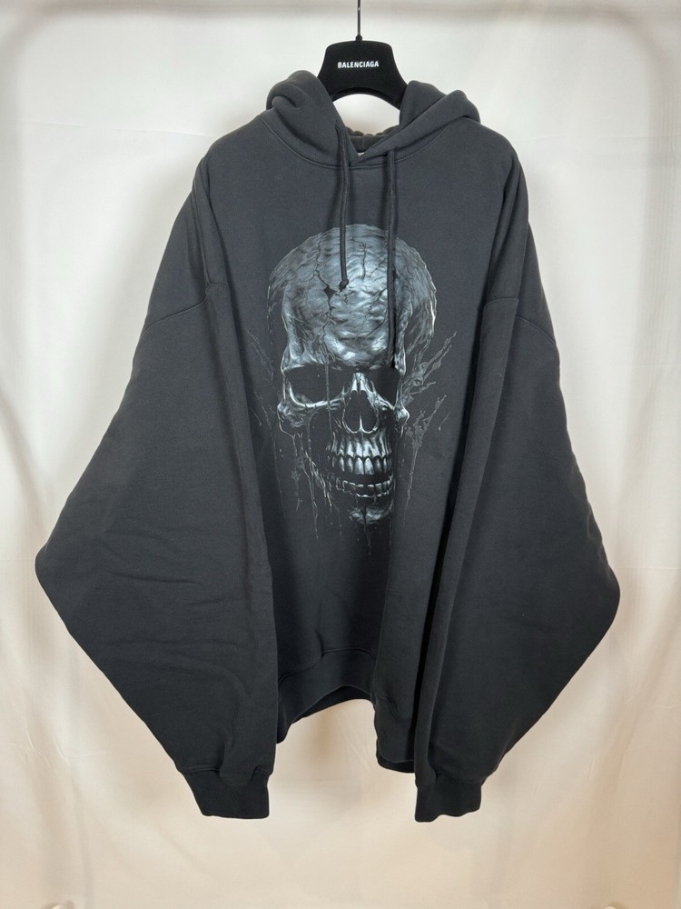 Vetements Skull Embellished Zip-Up Hoodie with Metal Detailing