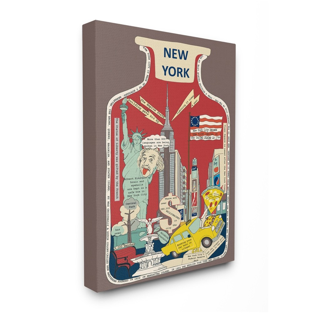 Stupell Vintage City Jar New York City Interesting Fun Facts Multi-Color 16 x 20