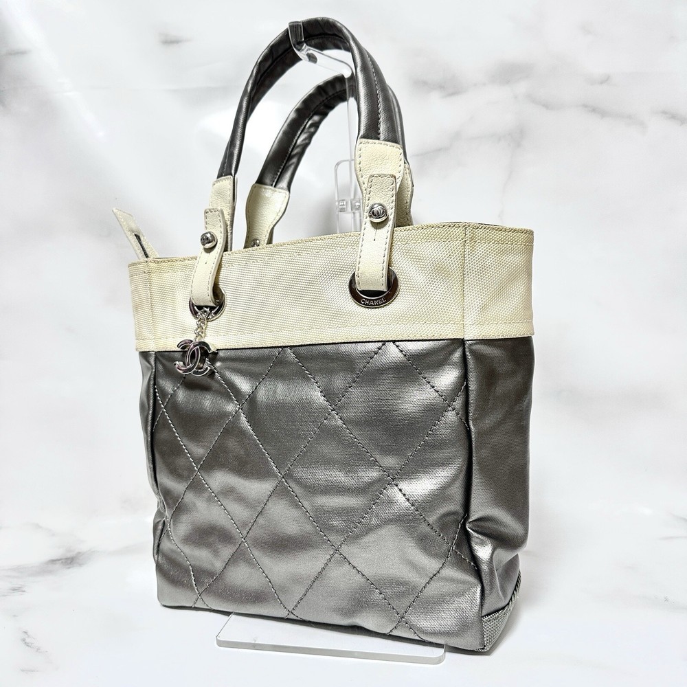 CHANEL Paris Biarritz Coated Canvas Tote Bag Authentic Luxury