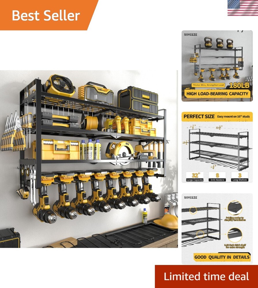 Power Tool Organizer, Drill Holder Wall Mount, 4 Layers Tool Storage, Heavy D...