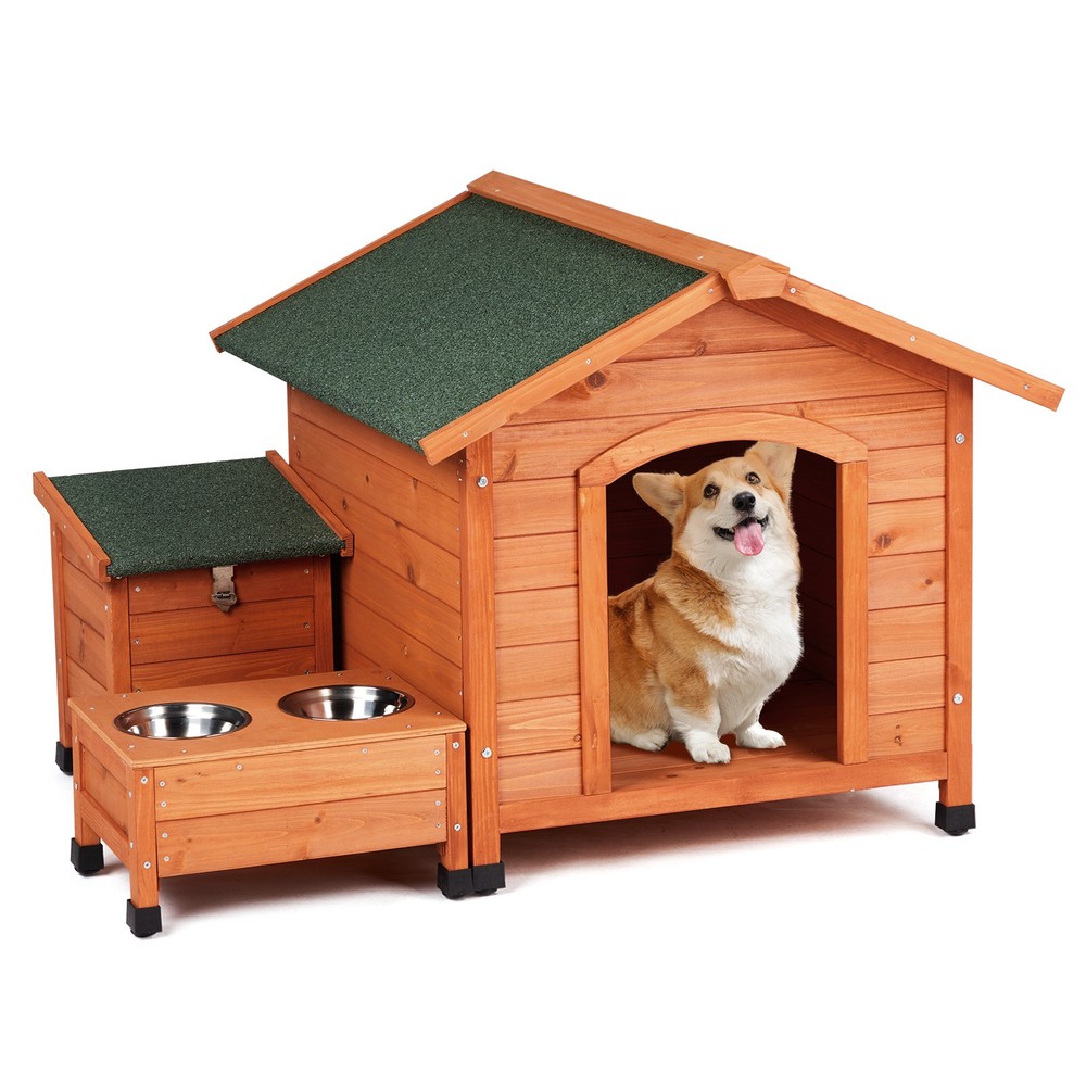 Weatherproof Wooden Dog House with Asphalt Roof for Indoor or Outdoor Use