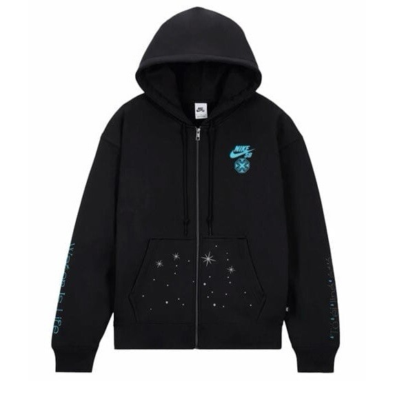 Nike SB x Di'Orr Greenwood Fleece Zip Up Black Hoodie, Size M NWT FN2510-010