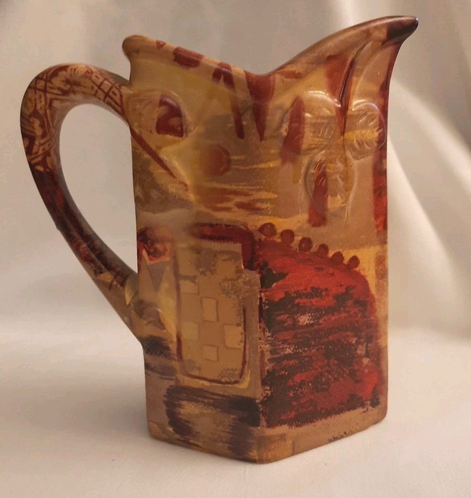 Vintage Handmade 3D Pottery Pitcher or Vase 6.5x5.5x2.5 USA