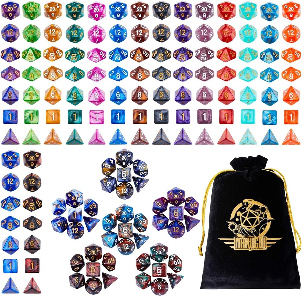 140Pcs DND Dungeons And Dragons Polyhedral Dice Set Lot Rpg Dice Game Bulk Kit