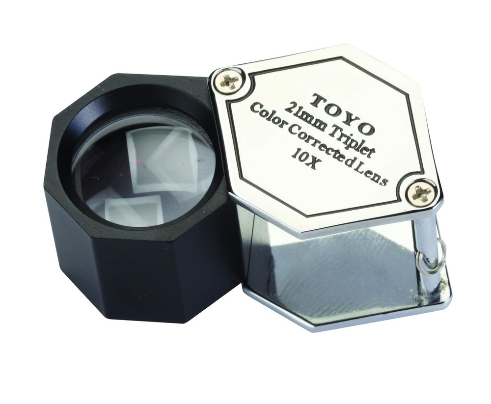 Professional Hexagonal 10X Magnifying Jeweler's Loupe with 21mm Triplet Lens,...
