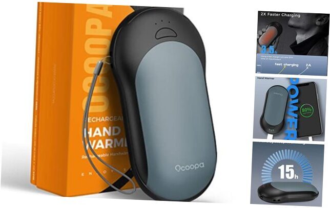 Fast-Charging Hand Warmers, 10000mAh Handwarmer with PD & QC 3.0 Sky Gray