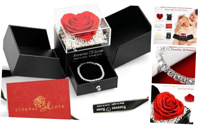 Valentine's Day Gifts for Women Heart Preserved Roses in a Box with
