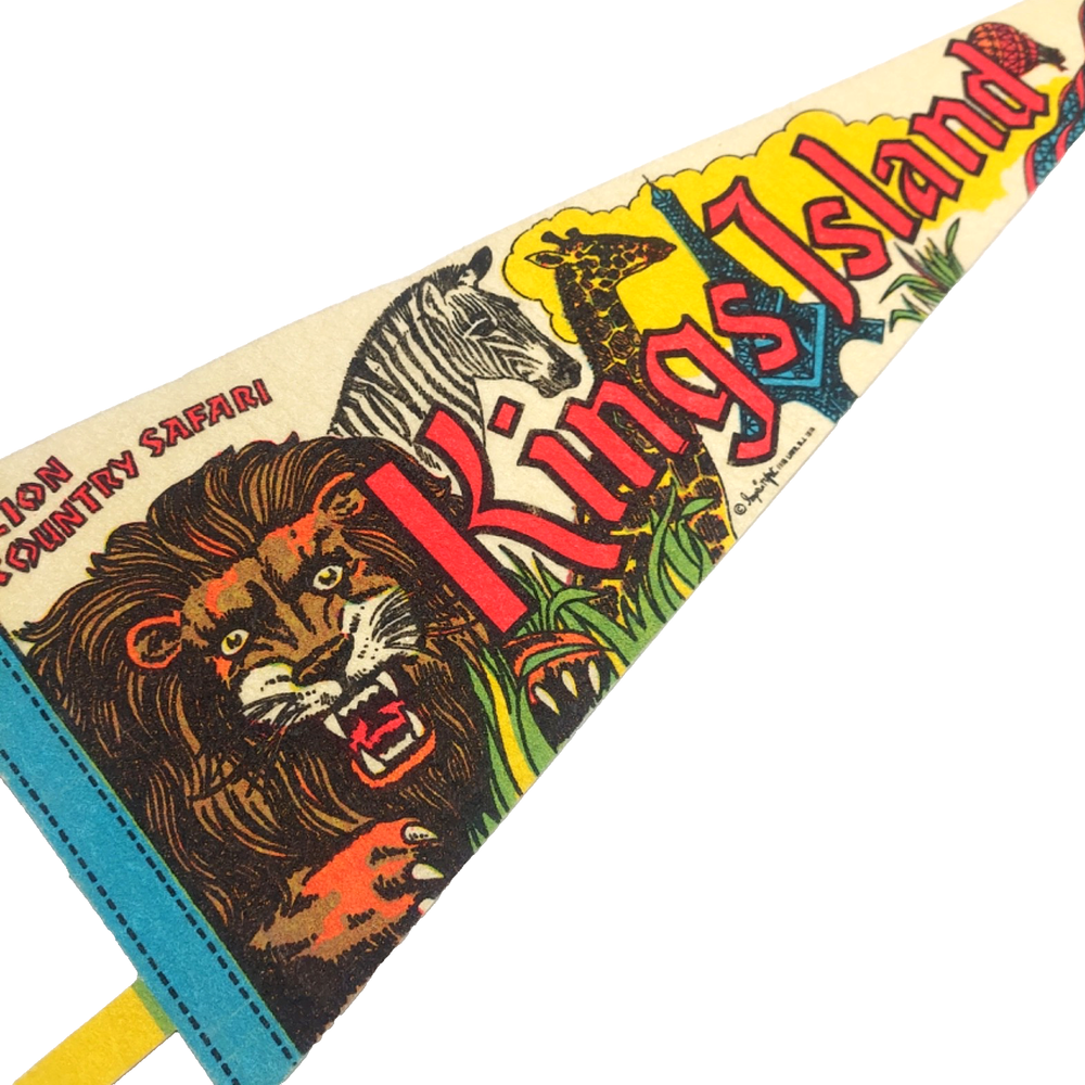 Vintage 1974 Kings Island Lion Country Safari Souvenir Pennant
