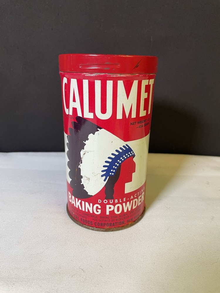 Vintage Calumet 1 Lb Empty Baking Powder Tin Can Double Acting