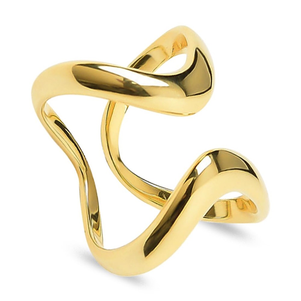 Womens Open Geometry Ring,Adjustable 14K Yellow Gold Twist Spiral Thumb Index...