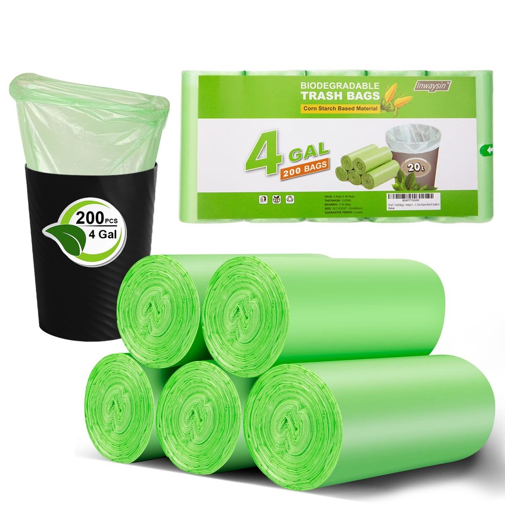 Small Trash Bags 4-6 Gallon 200 Count Biodegradable Trash Bags 4 Gallon Ext