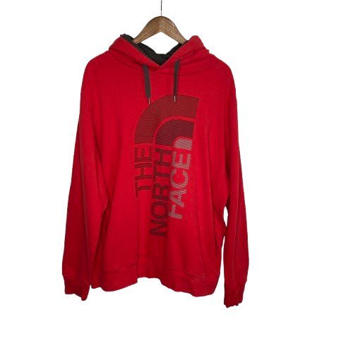 The North Face Mens Hoodie Sweatshirt XL Red Spell Out Logo Athleisure Comfy
