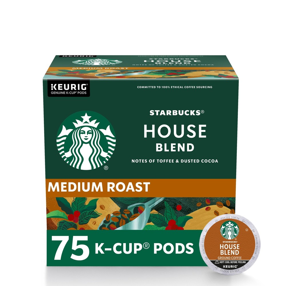 Starbucks Medium Roast House Blend K-Cup Pods for Keurig Brewers