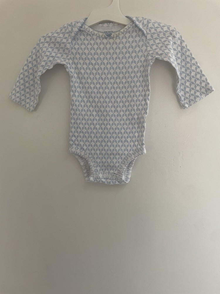 Carter's Baby Girl Patterned Lace Trim 100% Cotton Long Sleeve Bodysuit White 9M