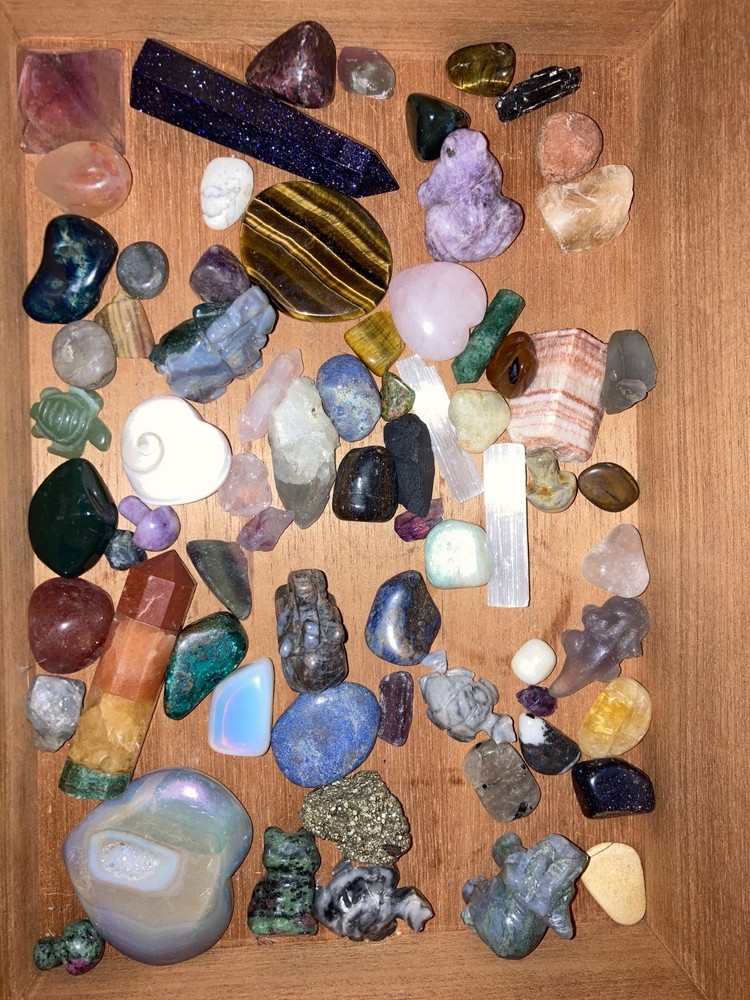 72 real genuine crystal gemstone bundle mixed lot elephant turtle tower + chest