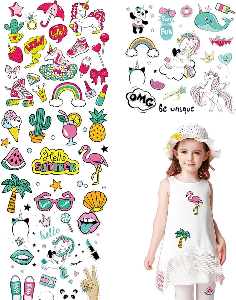 Kids Iron on Patches Appliques Stickers Summer Travel Series Cartoon Heat Transf