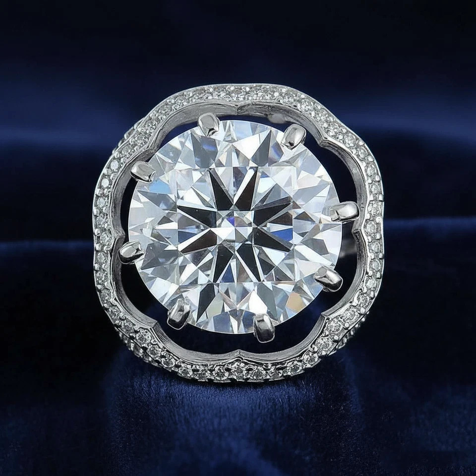 RARE 24.15 Ct Certified White Diamond Solitaire Ring 925 Silver -Tariff Free