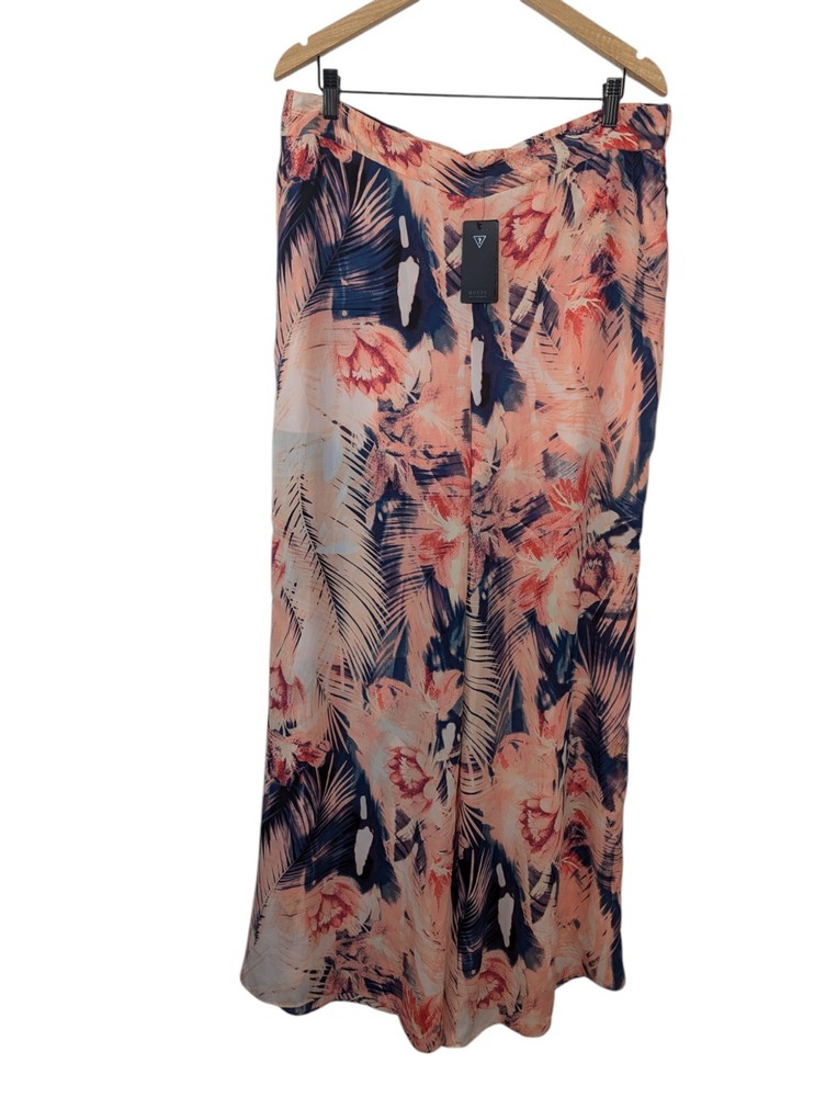 NWT Guess Pam Palazzo Pant Coral XL Summer Escape Floral Print