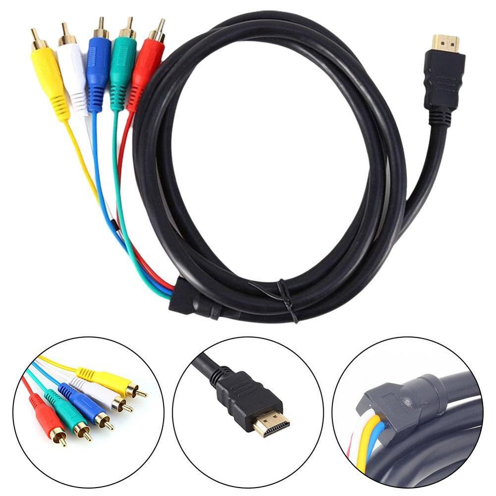 HDMI Male to 5 RCA RGB YPbPr AV Component Video Audio Converter Cable Adapter